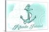Rhode Island - Anchor - Teal - Coastal Icon-Lantern Press-Stretched Canvas