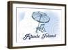 Rhode Island - Beach Chair and Umbrella - Blue - Coastal Icon-Lantern Press-Framed Art Print