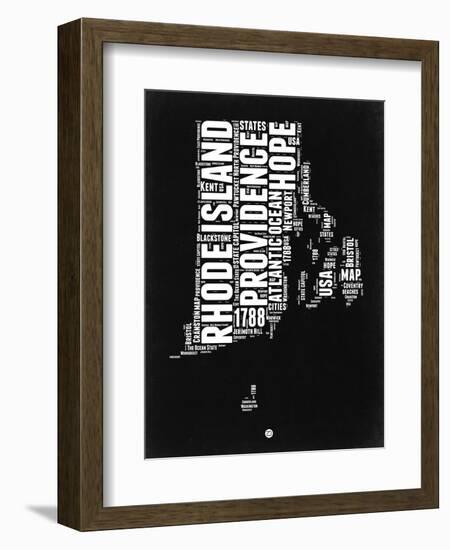 Rhode Island Black and White Map-NaxArt-Framed Art Print