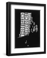 Rhode Island Black and White Map-NaxArt-Framed Art Print