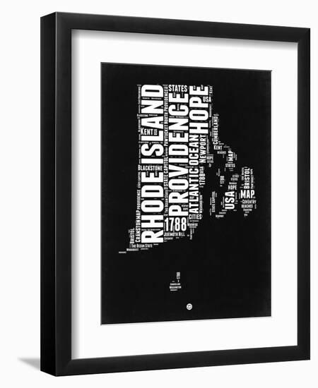 Rhode Island Black and White Map-NaxArt-Framed Art Print