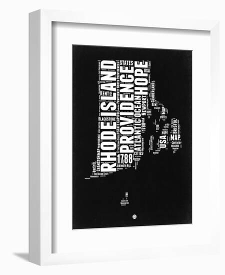 Rhode Island Black and White Map-NaxArt-Framed Art Print