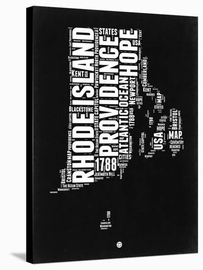 Rhode Island Black and White Map-NaxArt-Stretched Canvas