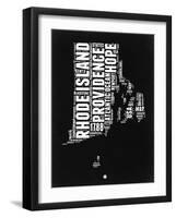 Rhode Island Black and White Map-NaxArt-Framed Art Print
