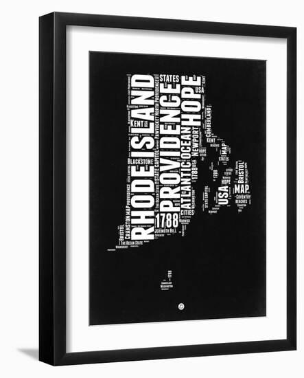 Rhode Island Black and White Map-NaxArt-Framed Art Print