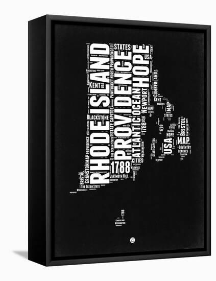 Rhode Island Black and White Map-NaxArt-Framed Stretched Canvas