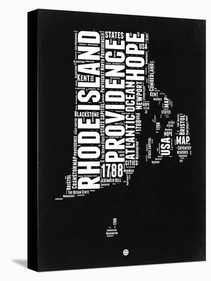 Rhode Island Black and White Map-NaxArt-Stretched Canvas