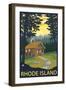 Rhode Island, Cabin Scene-Lantern Press-Framed Art Print