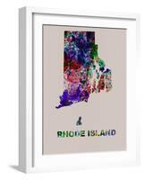 Rhode Island Color Splatter Map-NaxArt-Framed Art Print