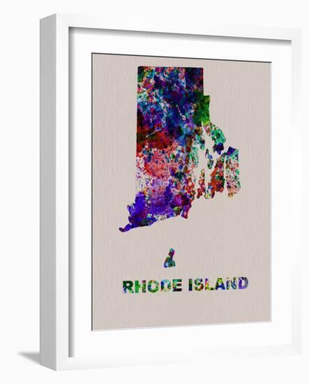 Rhode Island Color Splatter Map-NaxArt-Framed Art Print
