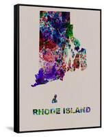 Rhode Island Color Splatter Map-NaxArt-Framed Stretched Canvas