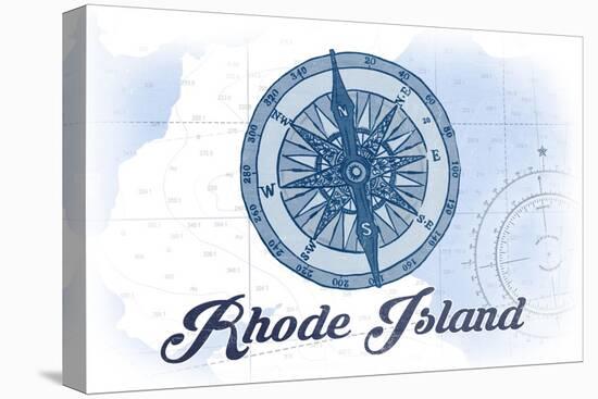 Rhode Island - Compass - Blue - Coastal Icon-Lantern Press-Stretched Canvas