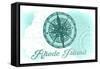 Rhode Island - Compass - Teal - Coastal Icon-Lantern Press-Framed Stretched Canvas