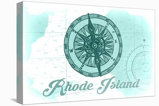 Rhode Island - Compass - Teal - Coastal Icon-Lantern Press-Stretched Canvas