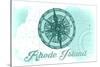 Rhode Island - Compass - Teal - Coastal Icon-Lantern Press-Stretched Canvas