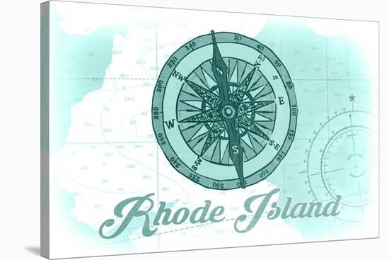 Rhode Island - Compass - Teal - Coastal Icon-Lantern Press-Stretched Canvas