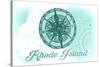 Rhode Island - Compass - Teal - Coastal Icon-Lantern Press-Stretched Canvas