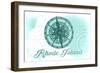 Rhode Island - Compass - Teal - Coastal Icon-Lantern Press-Framed Art Print