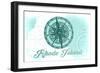 Rhode Island - Compass - Teal - Coastal Icon-Lantern Press-Framed Art Print