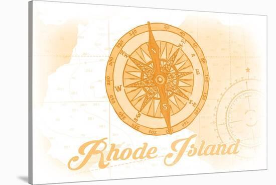 Rhode Island - Compass - Yellow - Coastal Icon-Lantern Press-Stretched Canvas