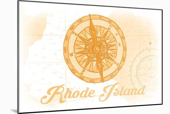 Rhode Island - Compass - Yellow - Coastal Icon-Lantern Press-Mounted Art Print