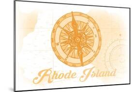 Rhode Island - Compass - Yellow - Coastal Icon-Lantern Press-Mounted Art Print