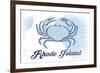 Rhode Island - Crab - Blue - Coastal Icon-Lantern Press-Framed Art Print