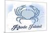 Rhode Island - Crab - Blue - Coastal Icon-Lantern Press-Mounted Art Print