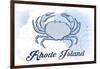 Rhode Island - Crab - Blue - Coastal Icon-Lantern Press-Framed Art Print
