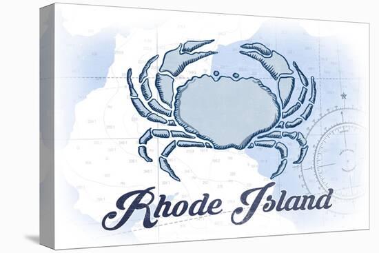 Rhode Island - Crab - Blue - Coastal Icon-Lantern Press-Stretched Canvas