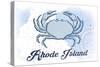 Rhode Island - Crab - Blue - Coastal Icon-Lantern Press-Stretched Canvas