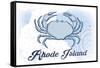 Rhode Island - Crab - Blue - Coastal Icon-Lantern Press-Framed Stretched Canvas