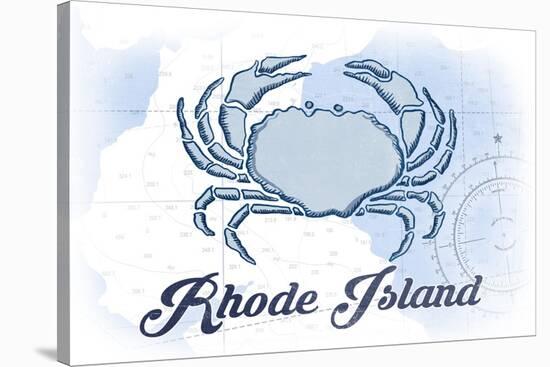 Rhode Island - Crab - Blue - Coastal Icon-Lantern Press-Stretched Canvas