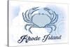 Rhode Island - Crab - Blue - Coastal Icon-Lantern Press-Stretched Canvas