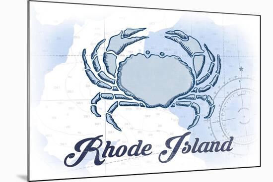 Rhode Island - Crab - Blue - Coastal Icon-Lantern Press-Mounted Premium Giclee Print