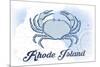 Rhode Island - Crab - Blue - Coastal Icon-Lantern Press-Mounted Premium Giclee Print