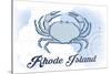 Rhode Island - Crab - Blue - Coastal Icon-Lantern Press-Stretched Canvas