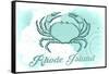 Rhode Island - Crab - Teal - Coastal Icon-Lantern Press-Framed Stretched Canvas