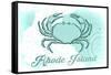 Rhode Island - Crab - Teal - Coastal Icon-Lantern Press-Framed Stretched Canvas