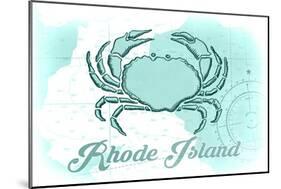 Rhode Island - Crab - Teal - Coastal Icon-Lantern Press-Mounted Art Print