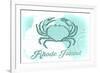 Rhode Island - Crab - Teal - Coastal Icon-Lantern Press-Framed Premium Giclee Print