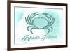 Rhode Island - Crab - Teal - Coastal Icon-Lantern Press-Framed Premium Giclee Print