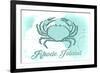 Rhode Island - Crab - Teal - Coastal Icon-Lantern Press-Framed Premium Giclee Print