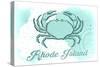 Rhode Island - Crab - Teal - Coastal Icon-Lantern Press-Stretched Canvas
