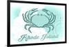 Rhode Island - Crab - Teal - Coastal Icon-Lantern Press-Framed Art Print