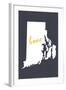 Rhode Island - Home State - White on Gray-Lantern Press-Framed Art Print