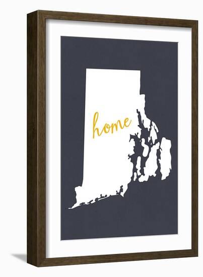Rhode Island - Home State - White on Gray-Lantern Press-Framed Art Print
