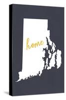 Rhode Island - Home State - White on Gray-Lantern Press-Stretched Canvas