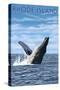 Rhode Island, Humpback Whale-Lantern Press-Stretched Canvas