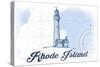 Rhode Island - Lighthouse - Blue - Coastal Icon-Lantern Press-Stretched Canvas